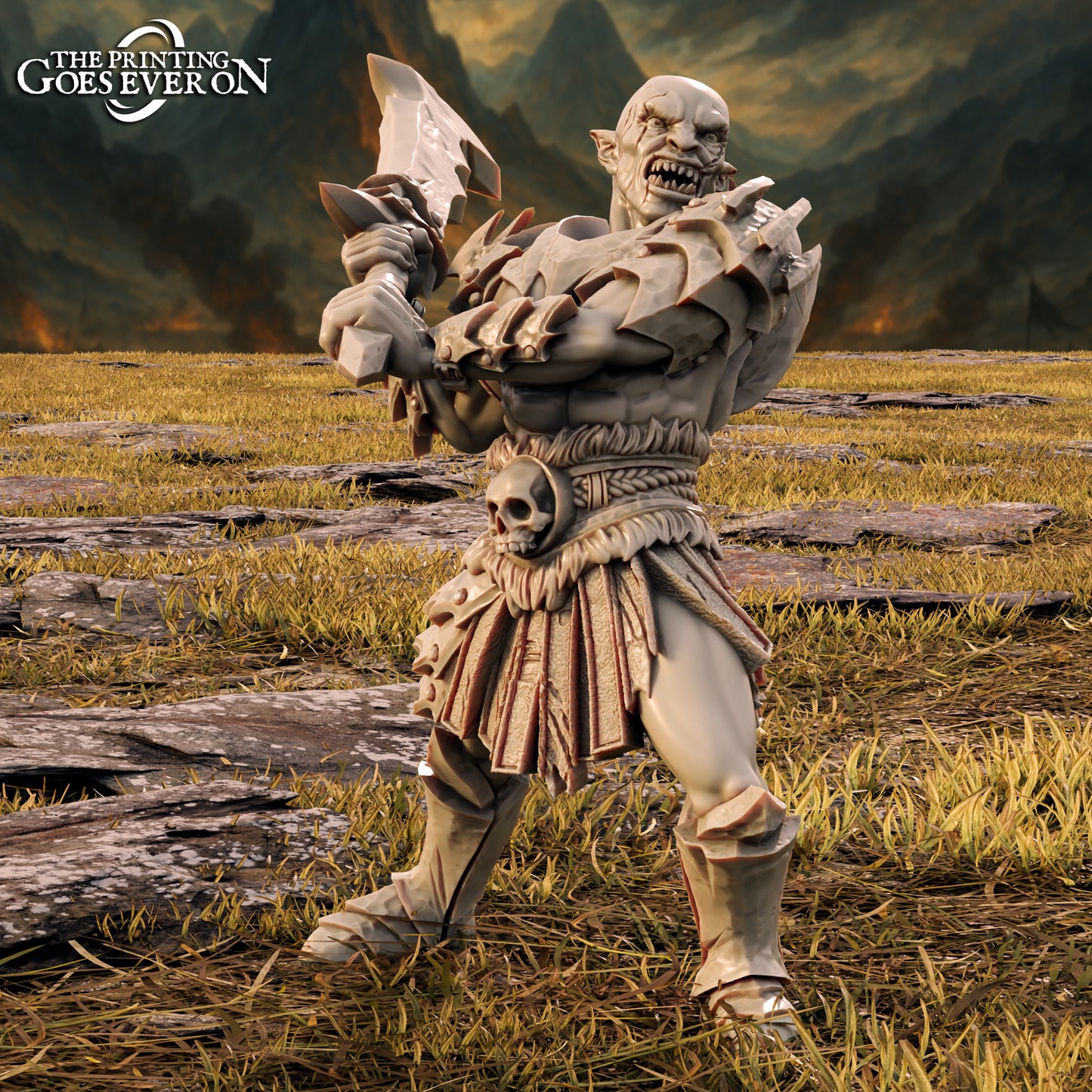 Azrak Orc Leader on Foot (Sculpted by The Printing Goes Ever On)