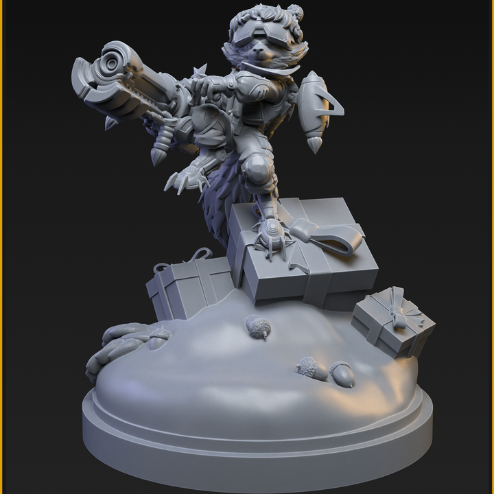 Christmas Rocket Raccoon Rivals 40mm Scale on 35mm Base (Sculpted by C27 Studios) - 3D Printed Miniature