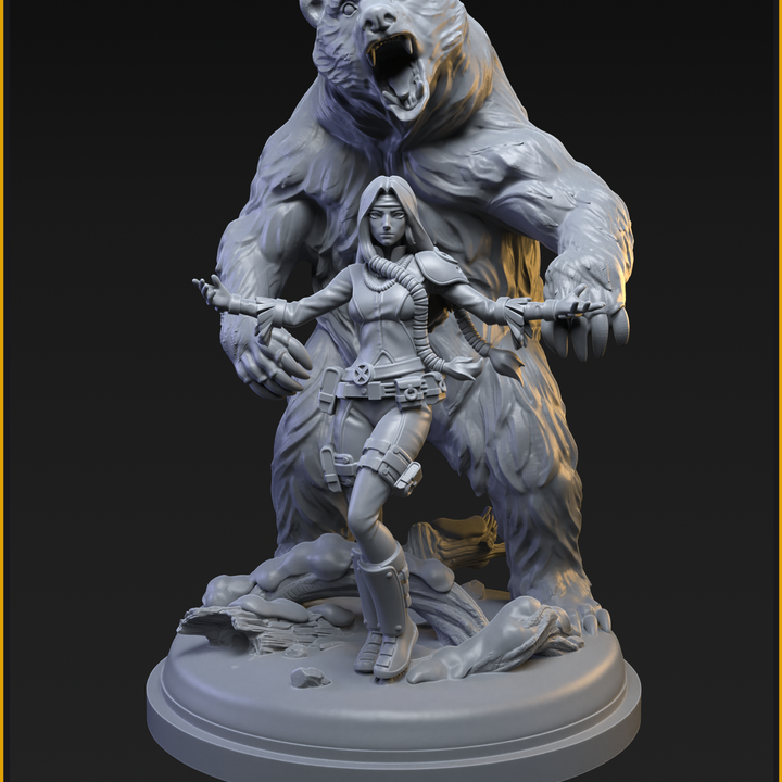 Mirage Bear 40mm Scale on 50mm Base (Sculpted by C27 Studios) - 3D Printed Miniature
