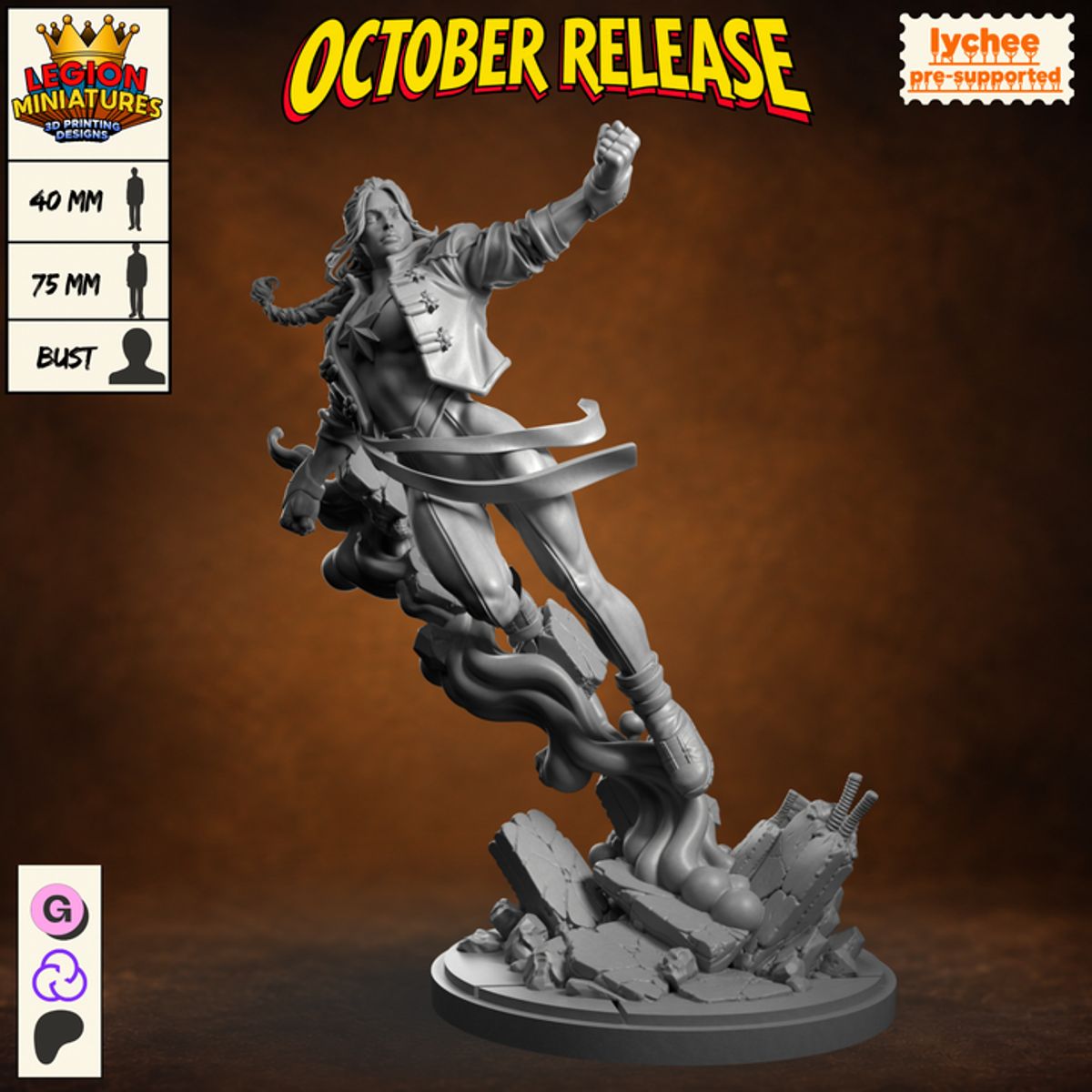 Captain Marvel Fan-Art 40mm Miniature (Sculpted by Legion Miniatures)