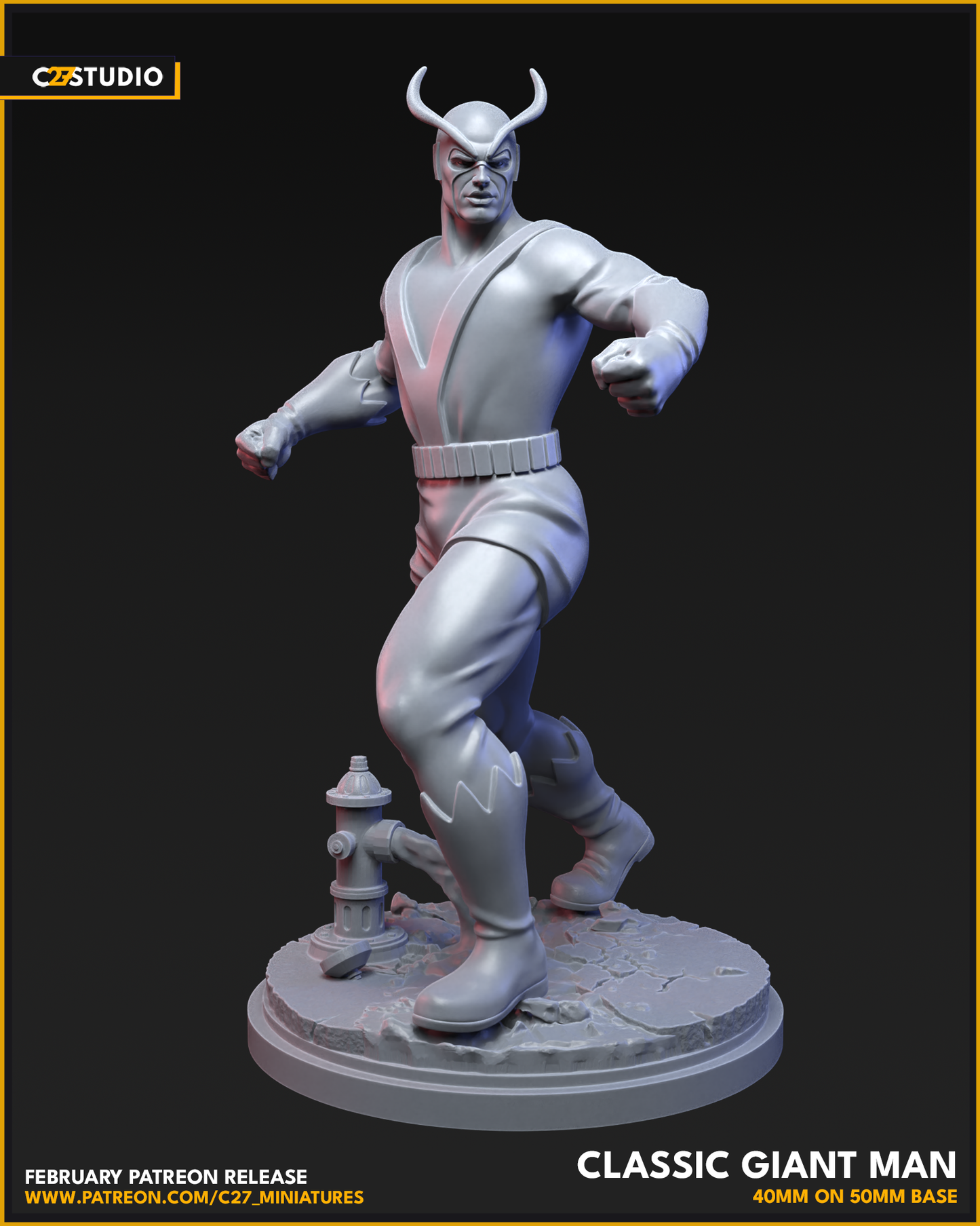 Classic Giant Man 40mm on 50mm Base (Sculpted by C27 Studios) - 3D Printed Miniature