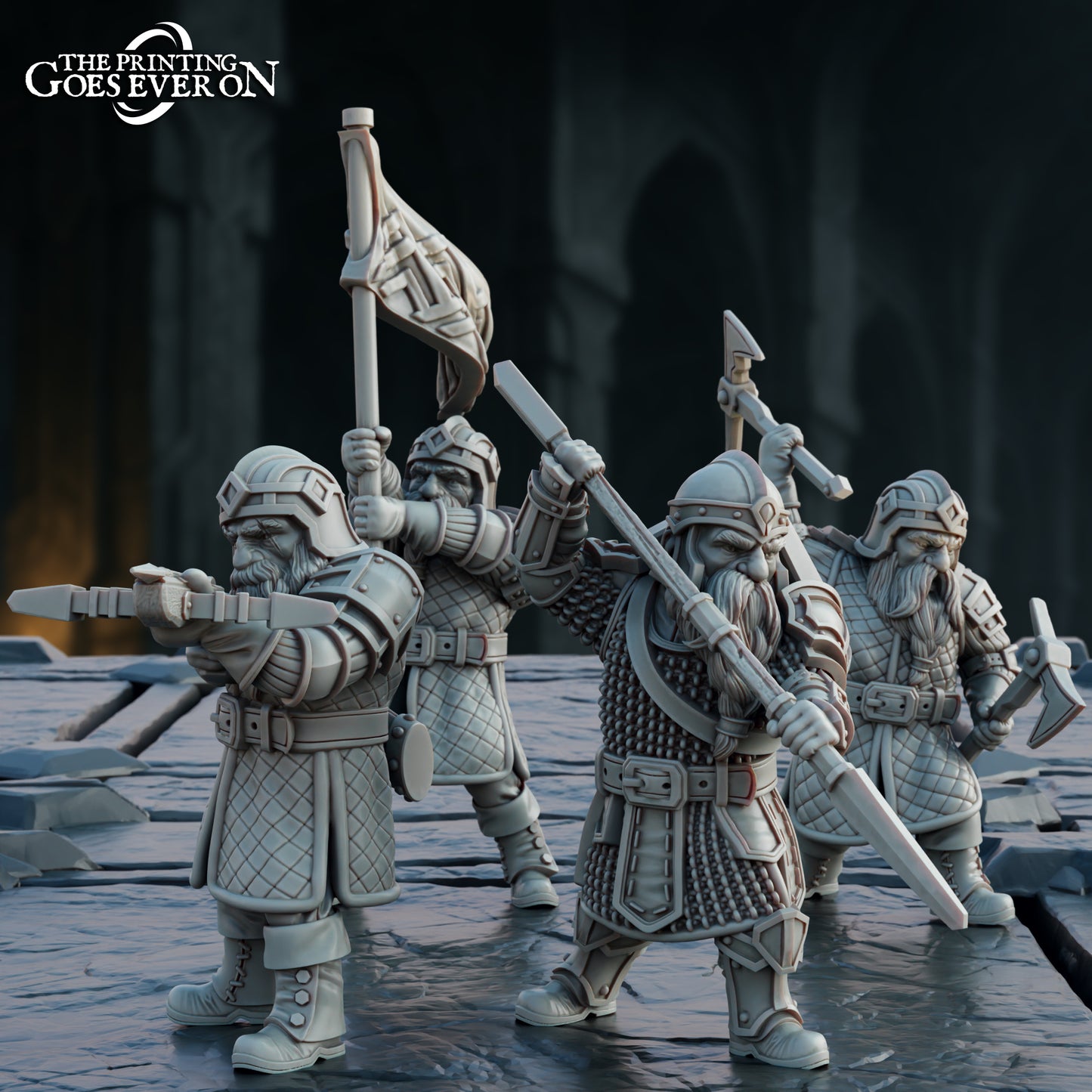 Steelvein Clan Dwarves Warband (Sculpted by The Printing Goes Ever On)