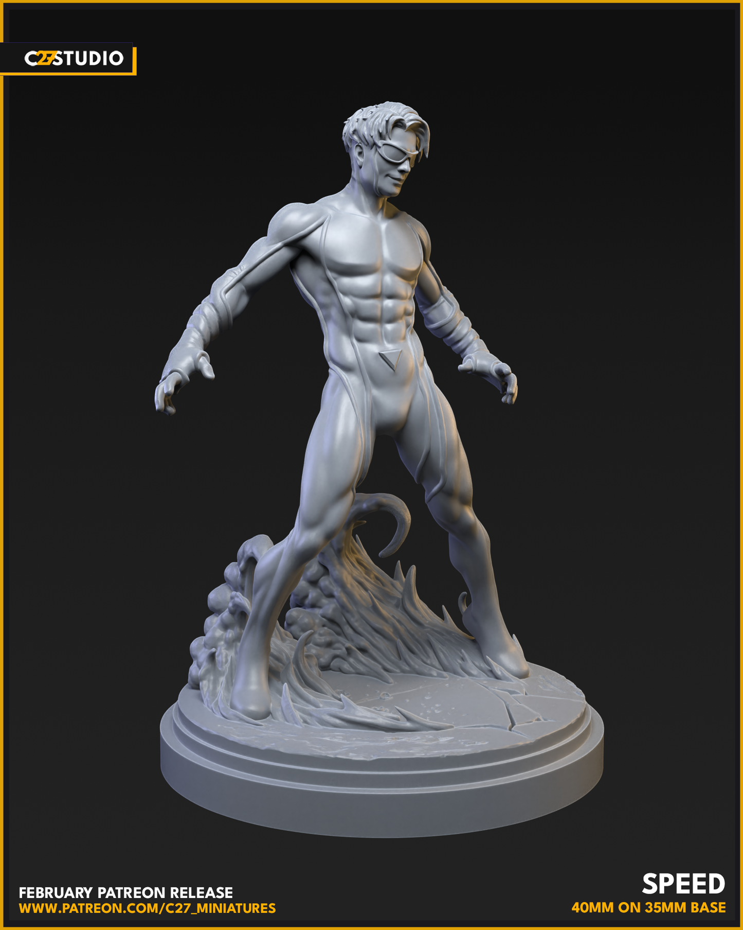 Speed 40mm on 35mm Base (Sculpted by C27 Studios) - 3D Printed Miniature
