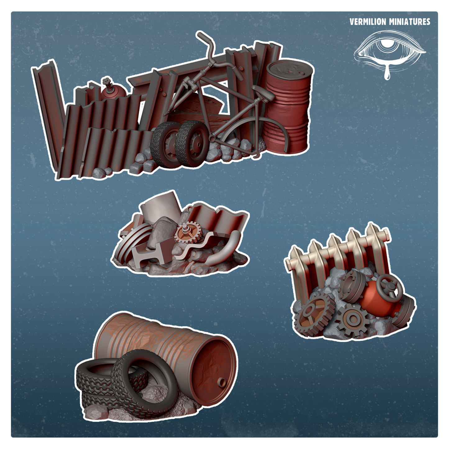 Destroyed City Terrain set (Sculpted by Vermillion Miniatures)