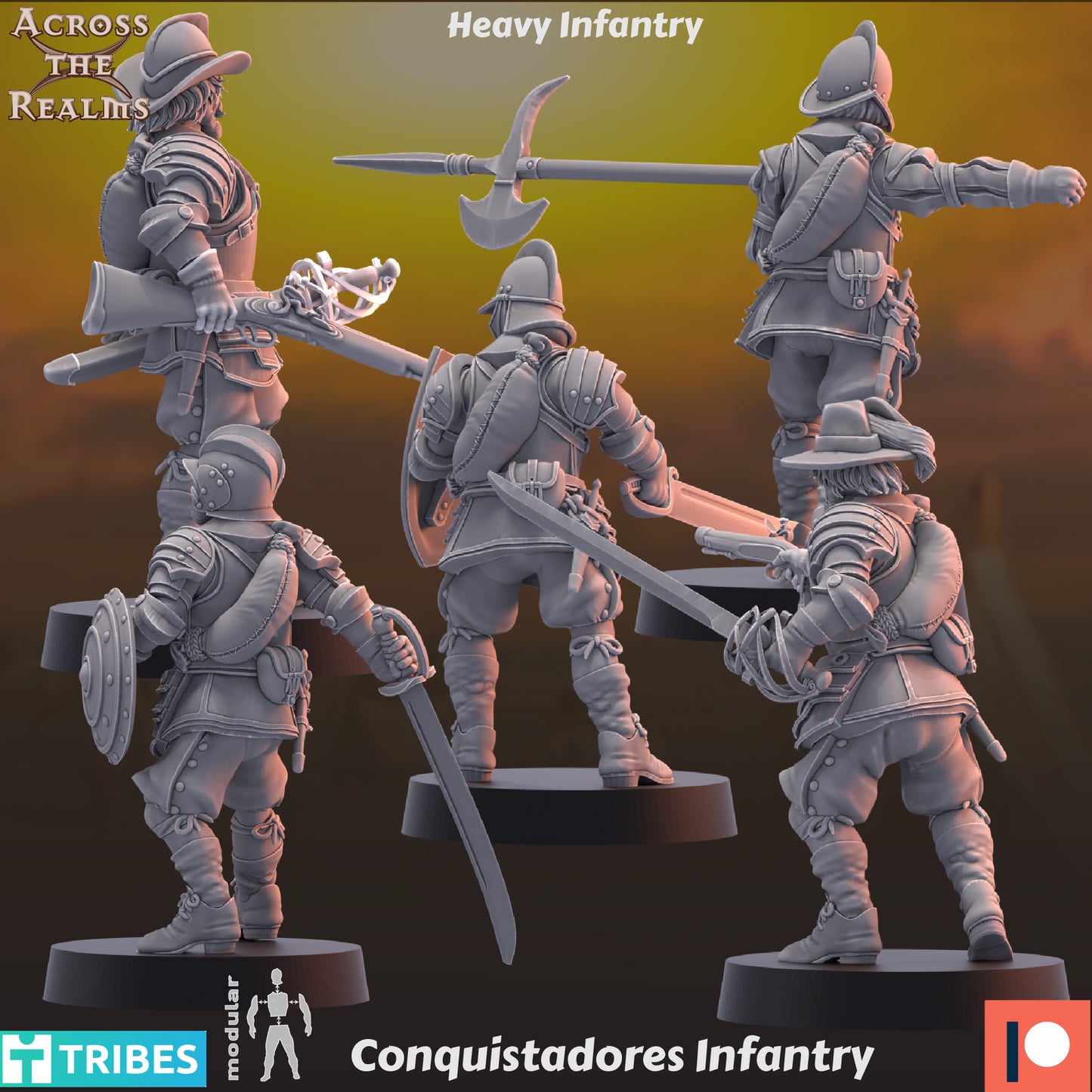 Conquistadores Heavy Infantry - set of 5 (Sculpted by Across the Realms)
