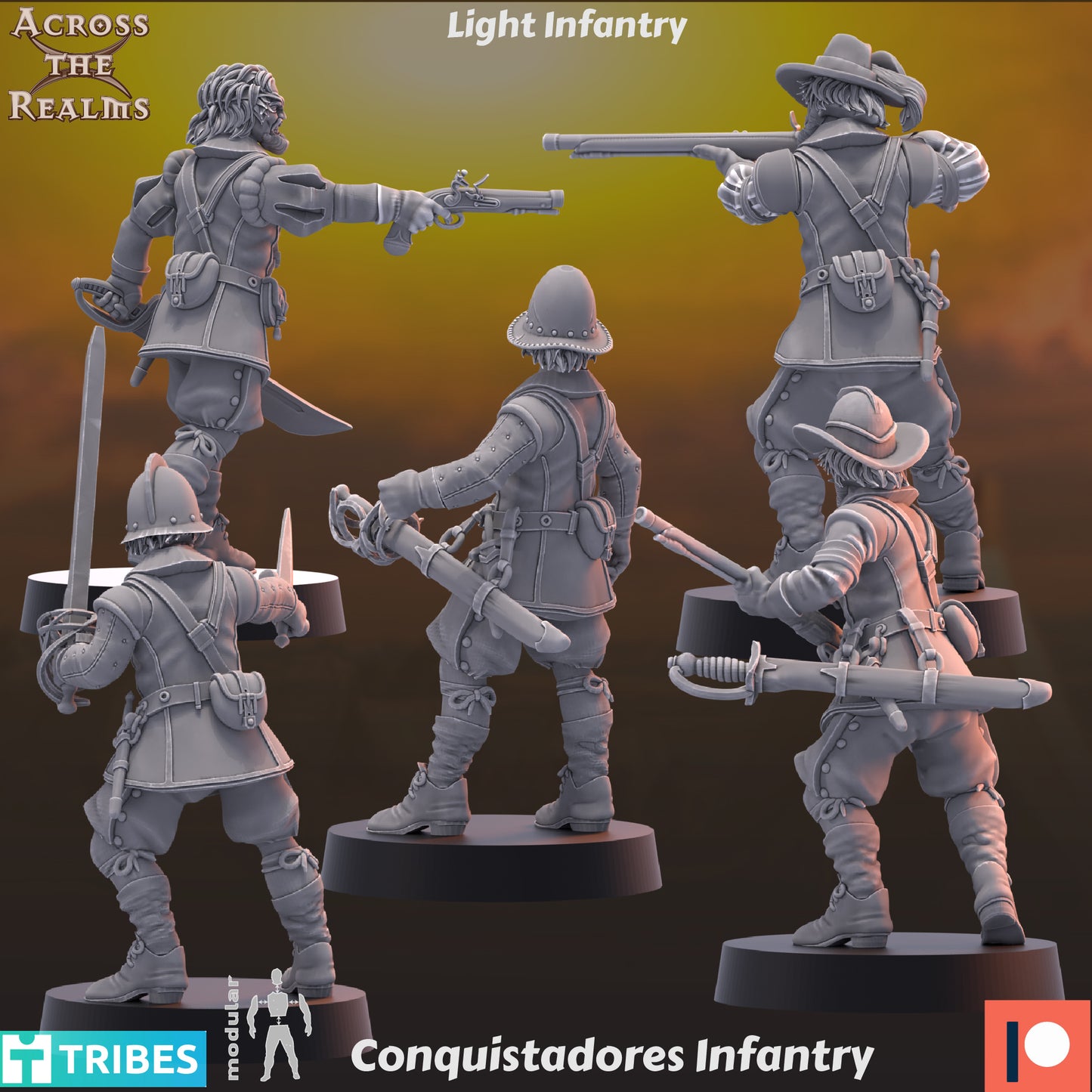 Conquistadores Light Infantry - set of 6 (Sculpted by Across the Realms)
