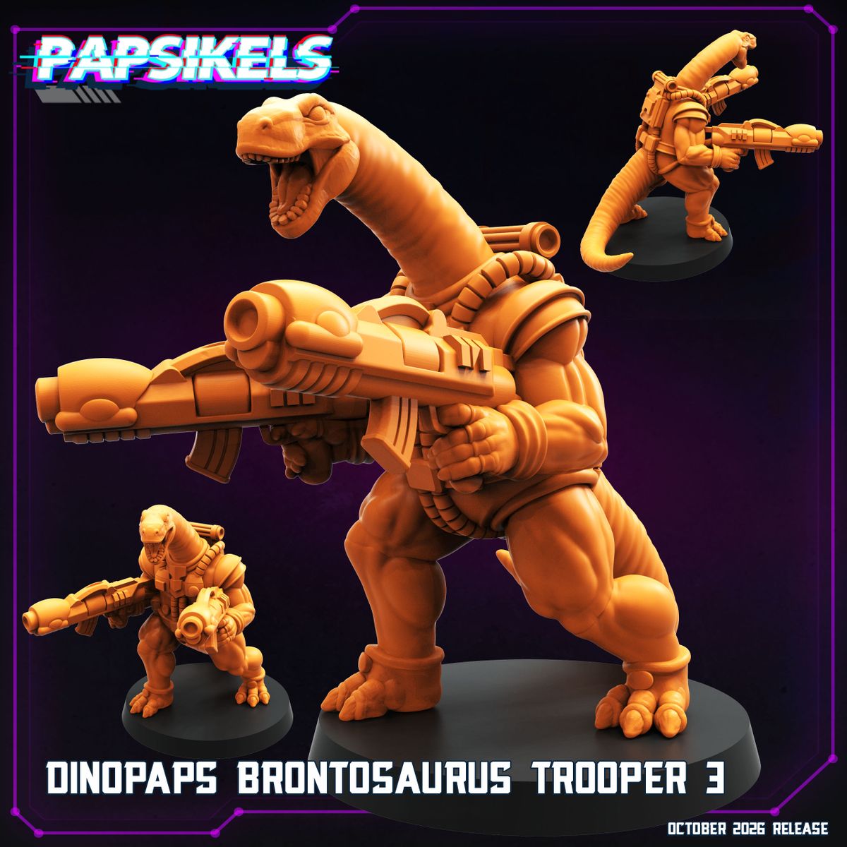 Brontosaurus Trooper 3 32mm resin miniature by Papsikels