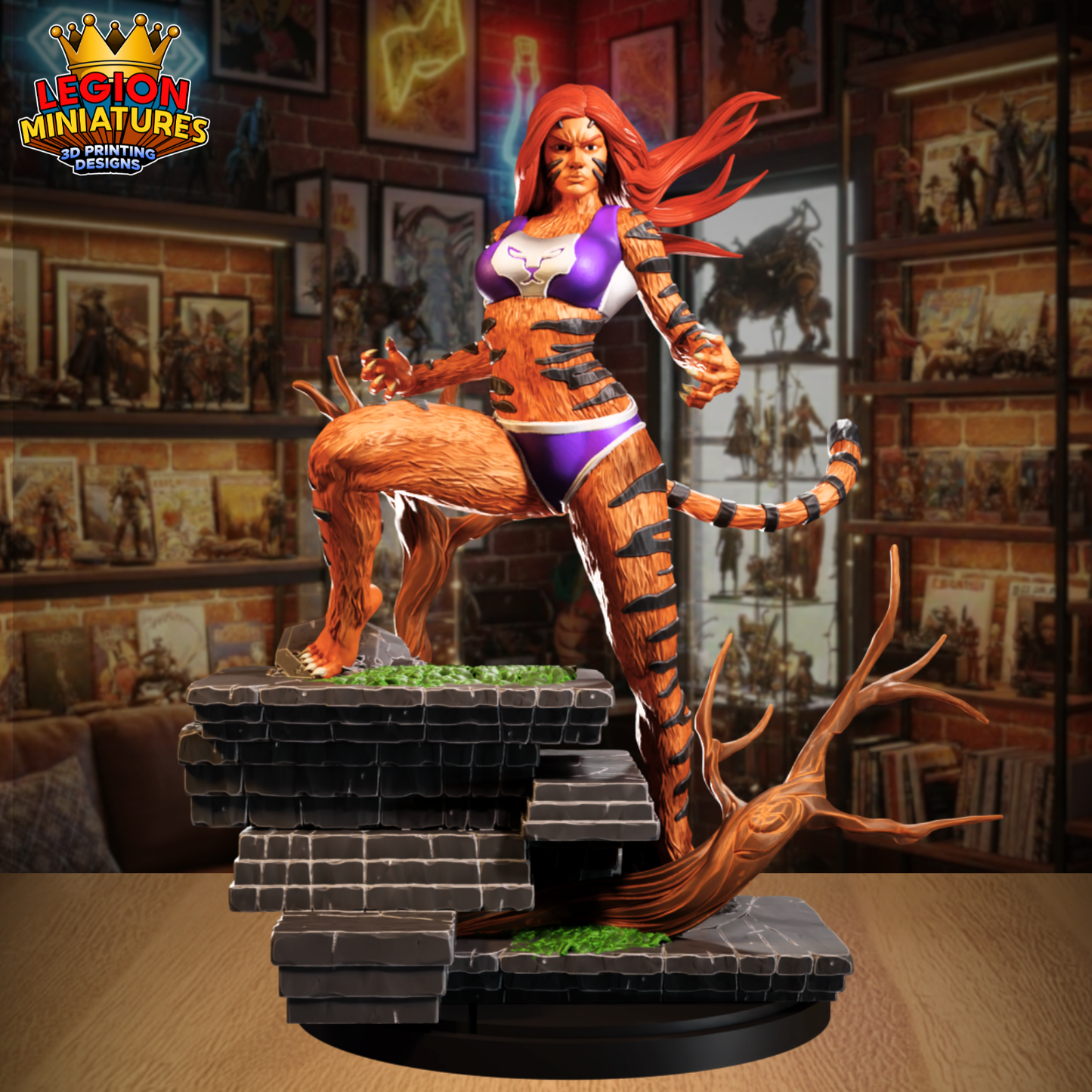 Feral Cat Avenger / Tigra (Sculpted by Legion Miniatures) - 3D Printed Miniature