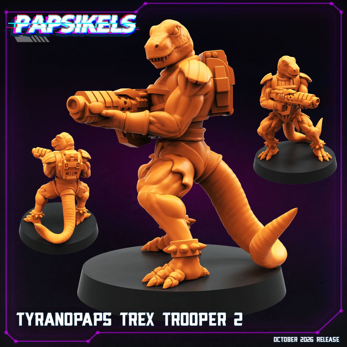 T-Rex Trooper 2 32mm resin miniature by Papsikels