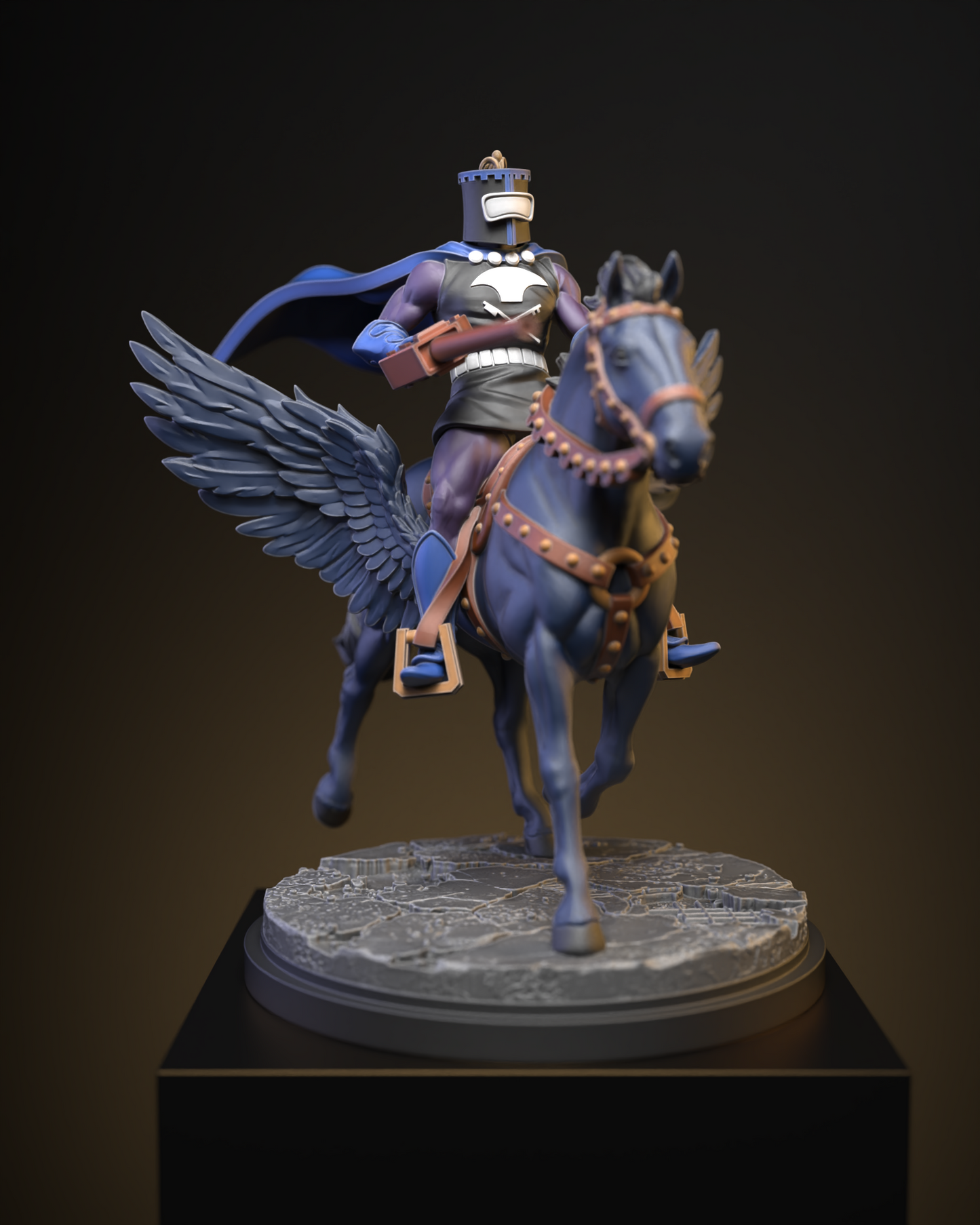 Silver Age Black Knight on Horse (Sculpted by C27 Studios)