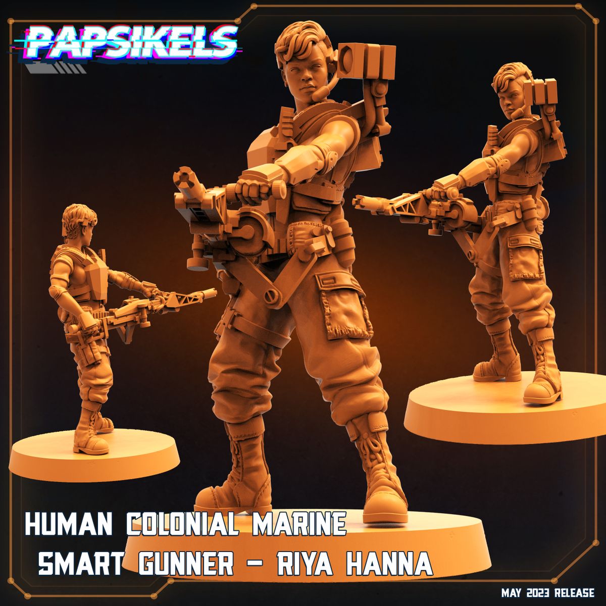 Human Colonial Marine Smart Gunner Riya Hanna (Sculpted by Papsikels)