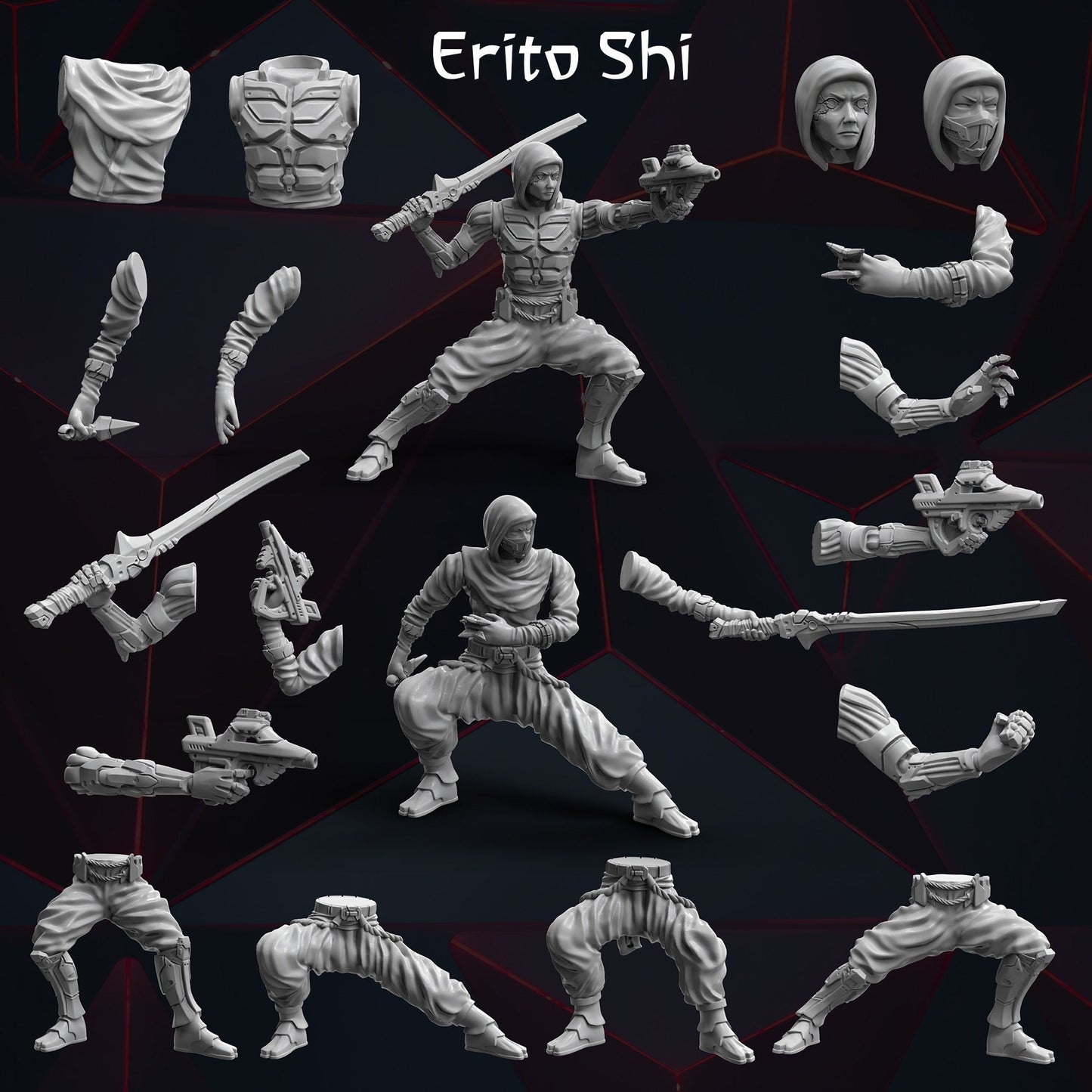 Techano Ninja WarriorsKit (builds 4) by Print Minis