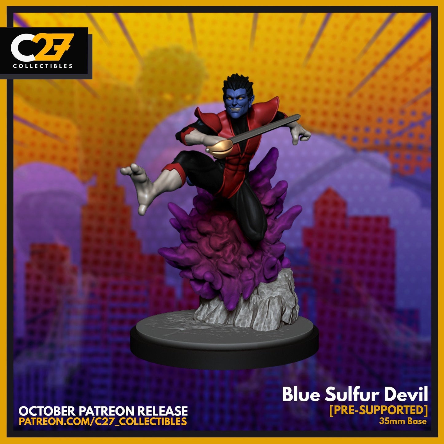 Nightcrawler/ Blue Sulphur Demon 40mm miniature (sculpted by C27 collectibles) (Crisis Protocol Proxy/Alternative)