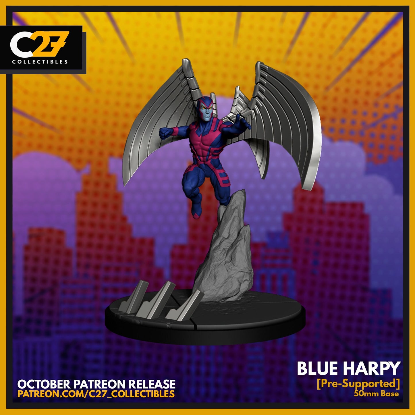 Arch-Angel / Blue Harpy 40mm miniature (sculpted by C27 collectibles) (Crsis Protocol Proxy/Alternative)