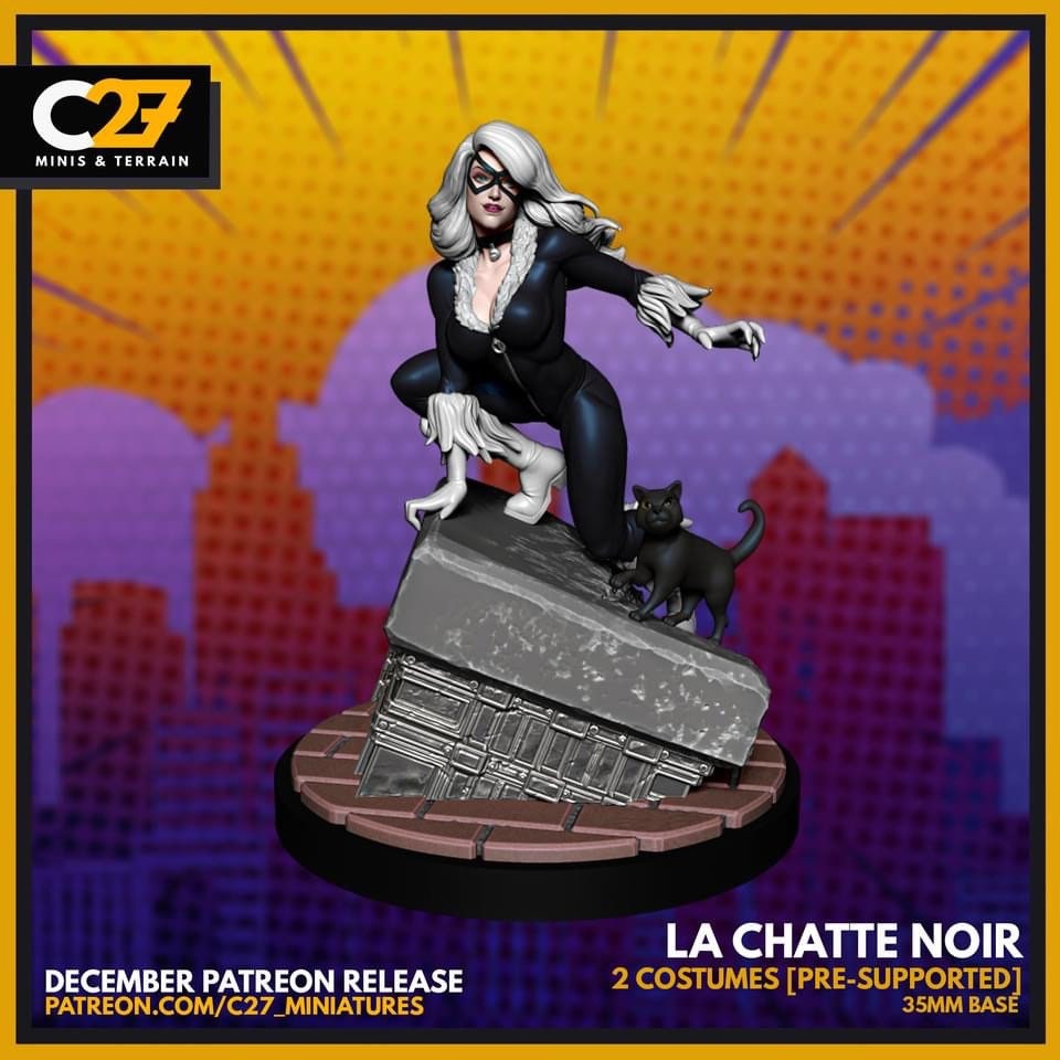 Black Cat / Felicia Hardy / Le Chat Noire 40mm miniature (sculpted by C27 Studios) (Crisis Protocol Proxy/Alternative)