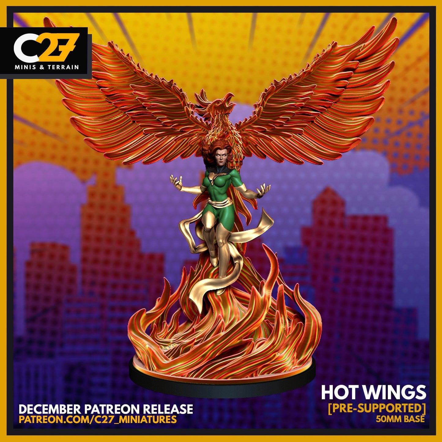 Dark Phoenix / Hot Wings 40mm miniature (sculpted by C27 collectibles) (Crisis Protocol Proxy/Alternative)