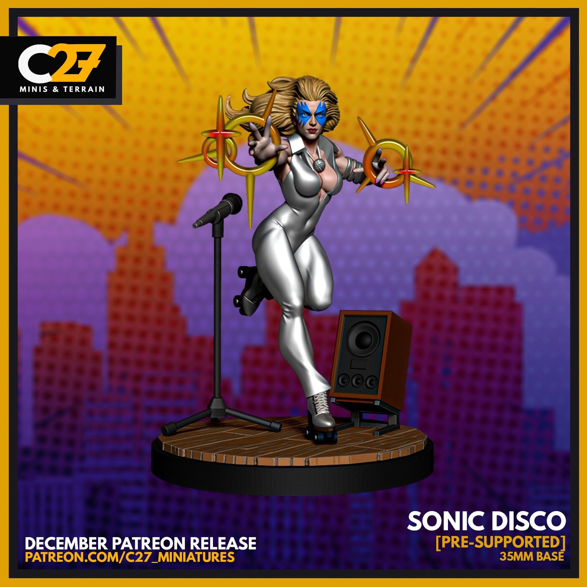 Dazzler / Sonic Disco 40mm miniature (sculpted by C27 collectibles) (Crisis Protocol Proxy/Alternative)