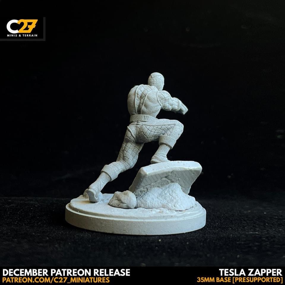 Shocker / Tesla Zapper 40mm miniature (sculpted by C27 collectibles) (Crsis Protocol Proxy/Alternative)