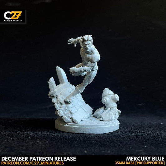 Quicksilver / Mercury Blue 40mm miniature (sculpted by C27 collectibles) (Crisis Protocol Proxy/Alternative)