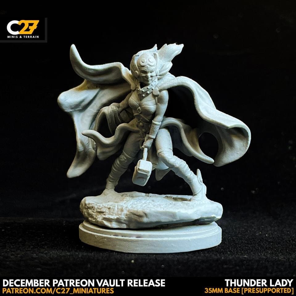 Thunder Lady / Lady Thor / Jane Foster 40mm miniature (sculpted by C27 collectibles) (Crsis Protocol Proxy/Alternative)