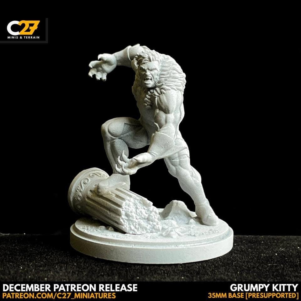 Sabretooth / Grumpy Kitty 40mm miniature (sculpted by C27 collectibles) (Crisis Protocol Proxy/Alternative)