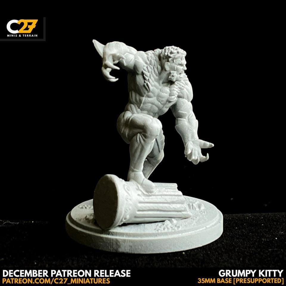 Sabretooth / Grumpy Kitty 40mm miniature (sculpted by C27 collectibles) (Crisis Protocol Proxy/Alternative)