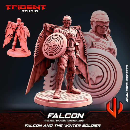 Falcon / Captain America (Fan art sculpted by Trident Studio) (Crisis Protocol Proxy/Alternative)
