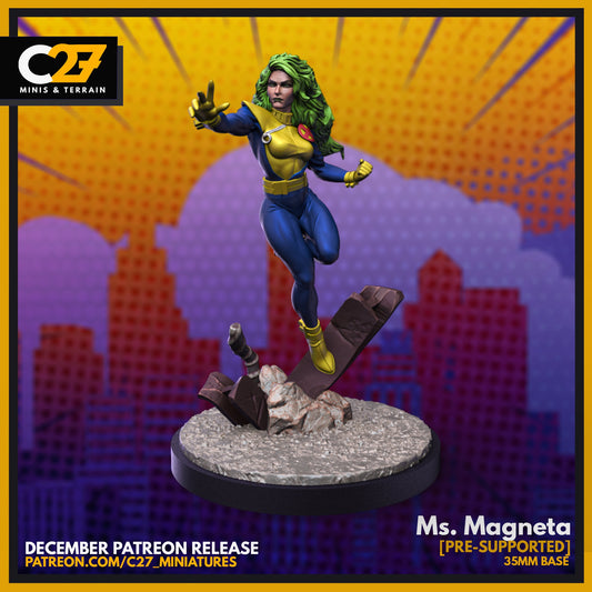 Polaris / Ms Magneta 40mm miniature (sculpted by C27 collectibles) (Crisis Protocol Proxy/Alternative)