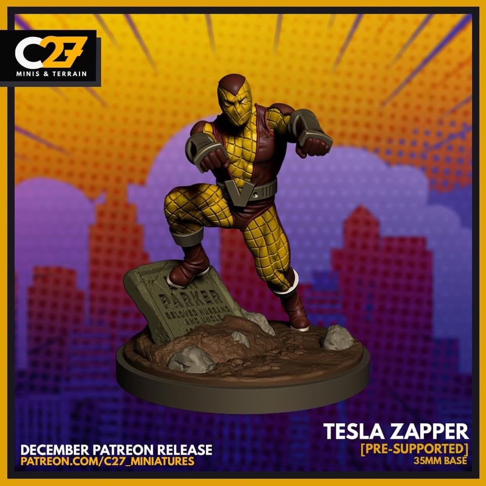 Shocker / Tesla Zapper 40mm miniature (sculpted by C27 collectibles) (Crsis Protocol Proxy/Alternative)