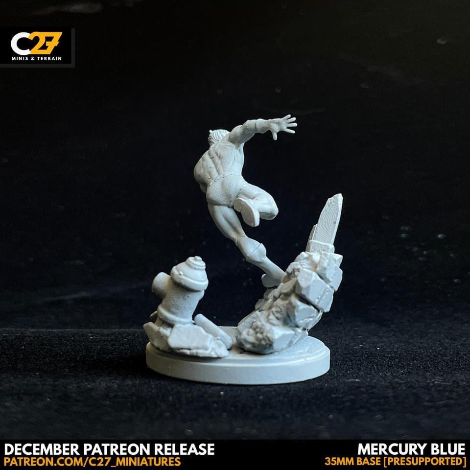 Quicksilver / Mercury Blue 40mm miniature (sculpted by C27 collectibles) (Crisis Protocol Proxy/Alternative)