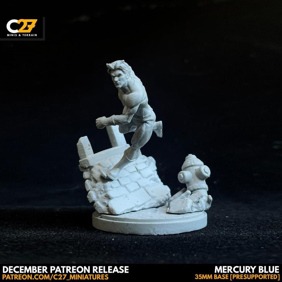 Quicksilver / Mercury Blue 40mm miniature (sculpted by C27 collectibles) (Crisis Protocol Proxy/Alternative)