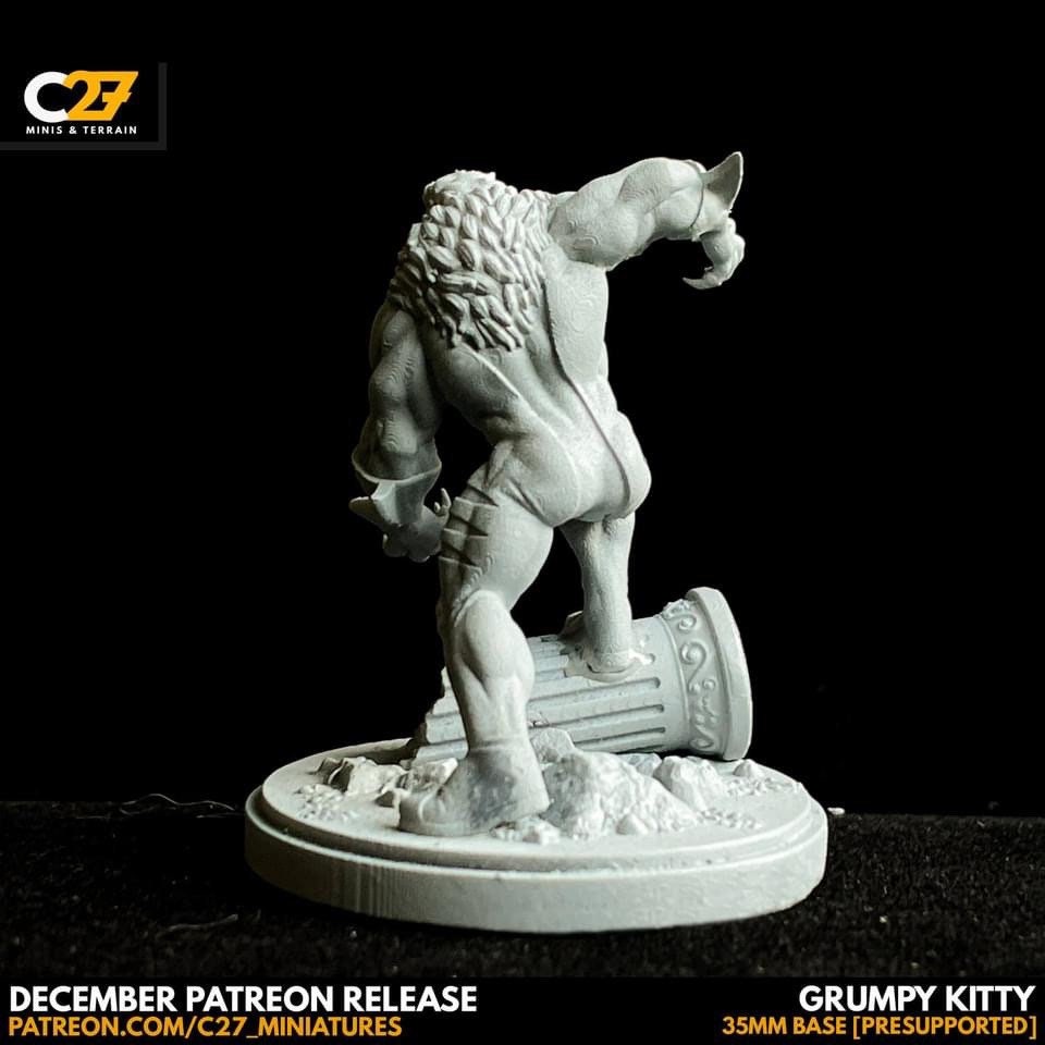 Sabretooth / Grumpy Kitty 40mm miniature (sculpted by C27 collectibles) (Crisis Protocol Proxy/Alternative)