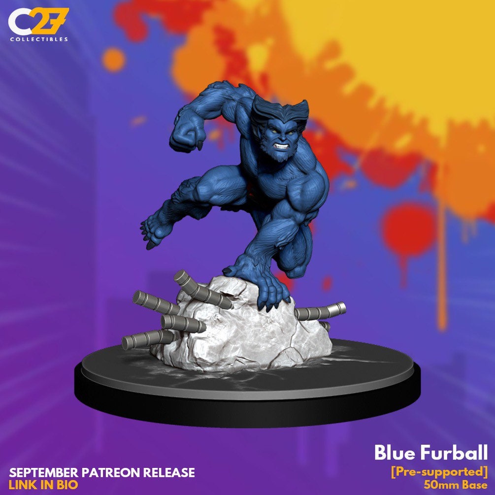 Beast / Hank McCoy 40mm miniature (sculpted by C27 collectibles) (Crisis Protocol Proxy/Alternative)