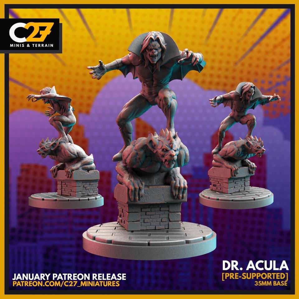 Morbius/ Dr Acula 40mm miniature (sculpted by C27 collectibles) (Crisis Protocol Proxy/Alternative)