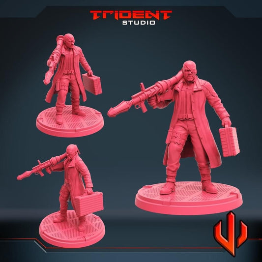 Nick Fury with Bazooka (Fan art sculpted by Trident Studio) (Crisis Protocol Proxy/Alternative)