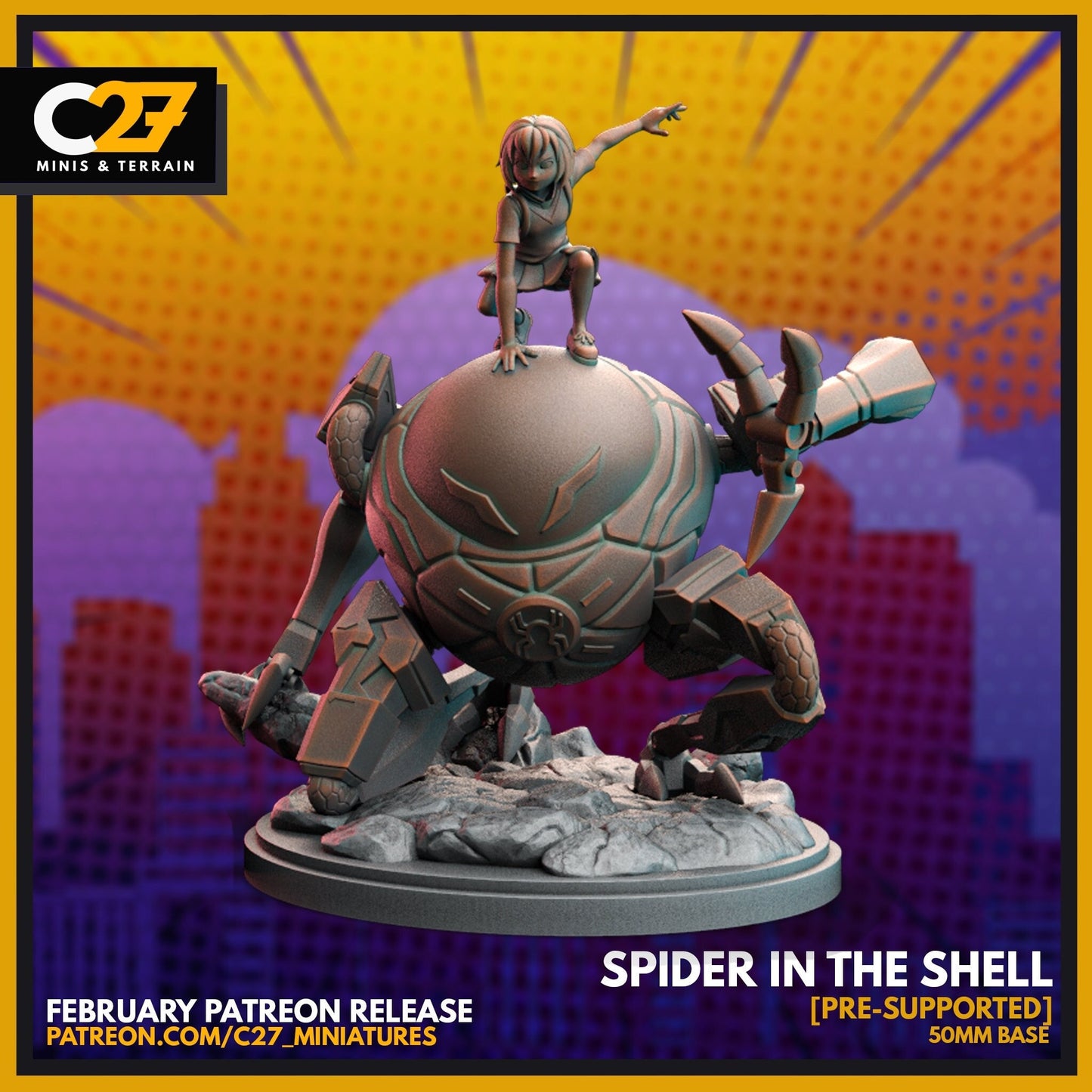 Peni Parker / Spider in the Shell 40mm miniature (sculpted by C27 collectibles) (Crisis Protocol Proxy/Alternative)