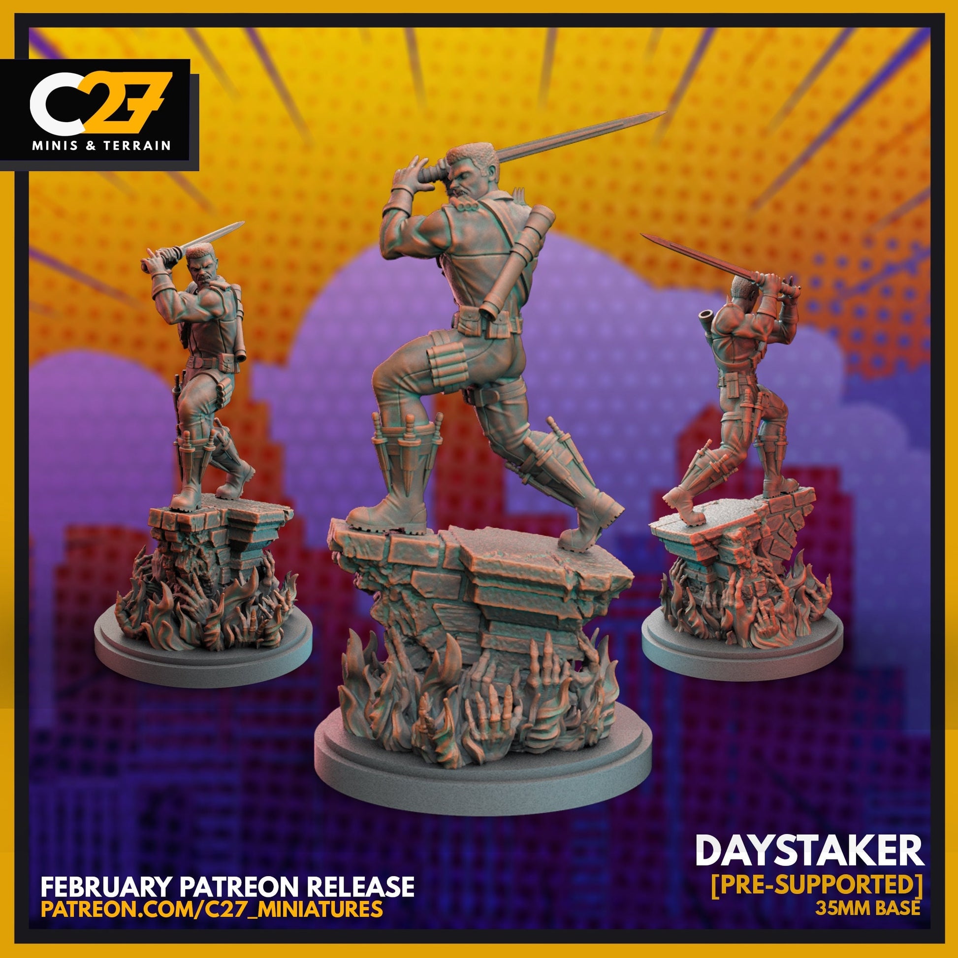 Blade / Daystaker 40mm miniature (sculpted by C27 collectibles) (Crisis Protocol Proxy/Alternative)