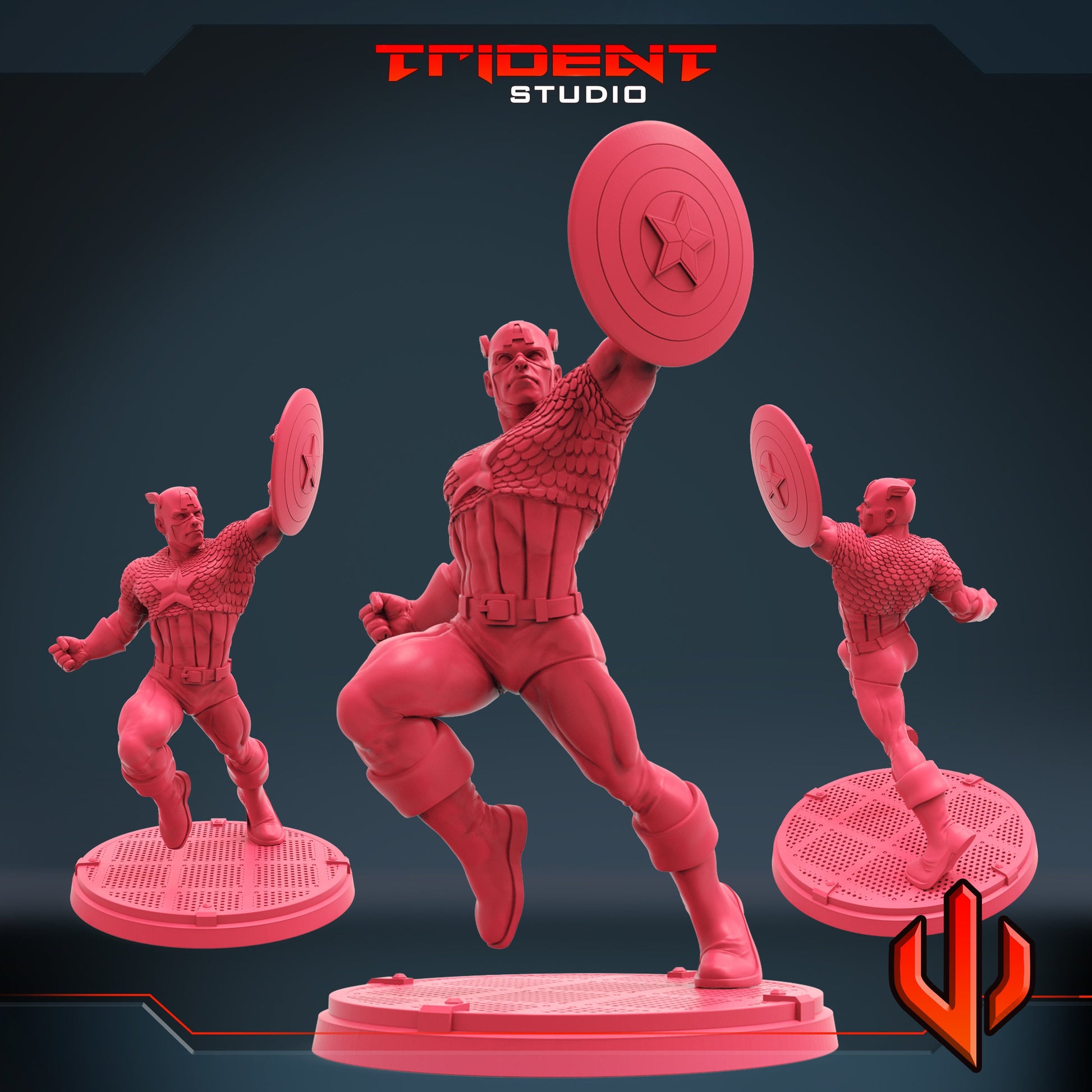 Captain America A (Fan art sculpted by Trident Studio) (Crisis Protocol Proxy/Alternative)