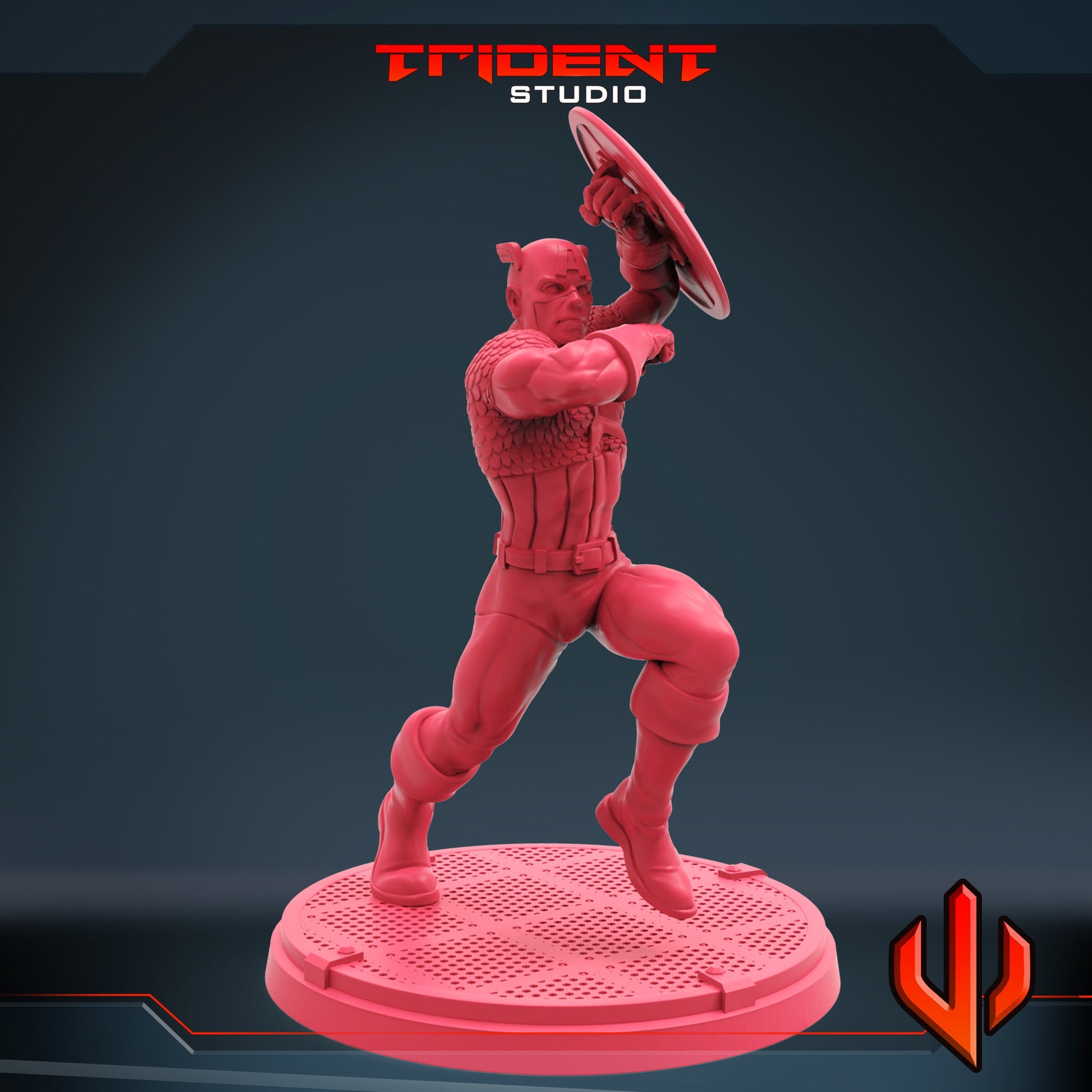 Captain America B (Fan art sculpted by Trident Studio) (Crisis Protocol Proxy/Alternative)