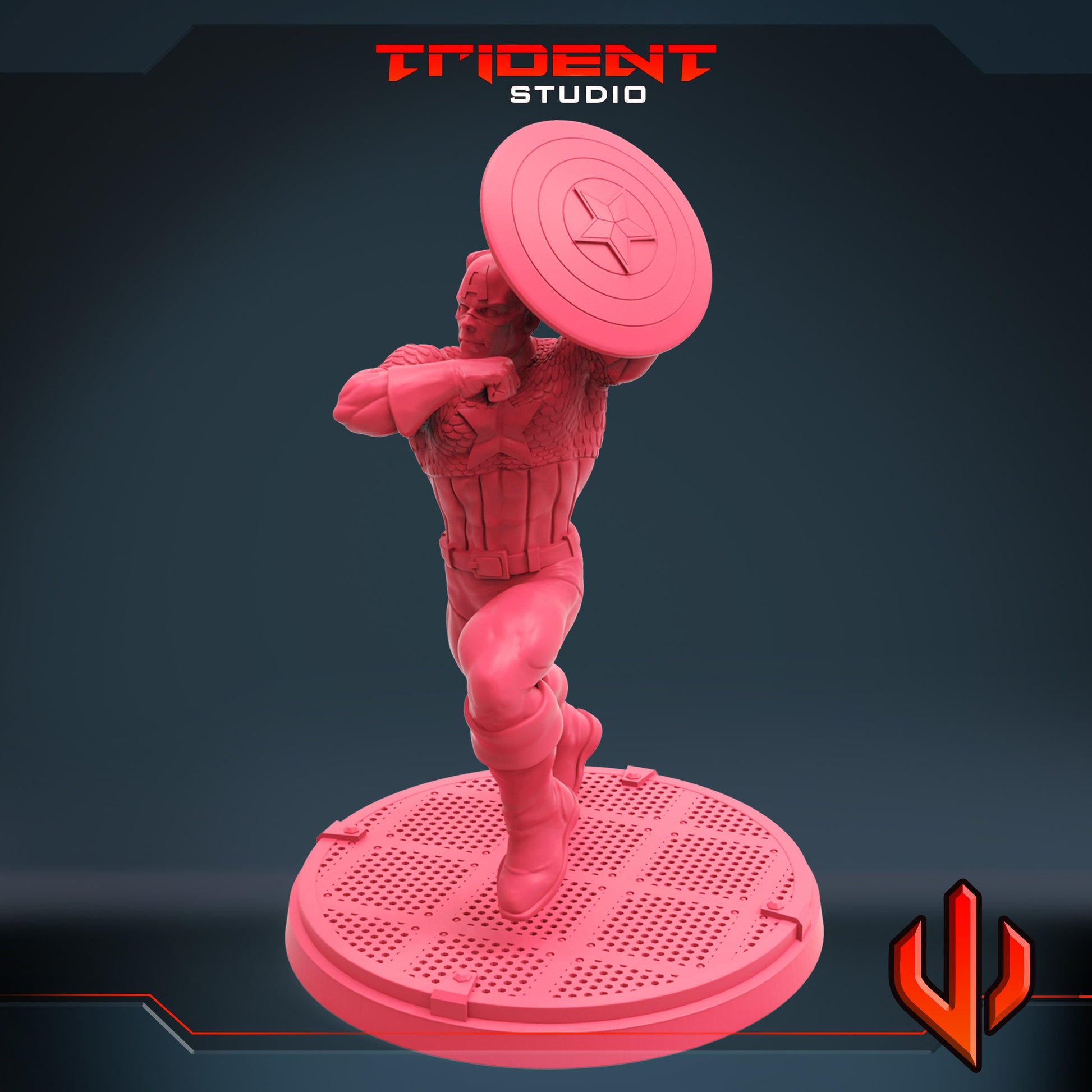 Captain America B (Fan art sculpted by Trident Studio) (Crisis Protocol Proxy/Alternative)