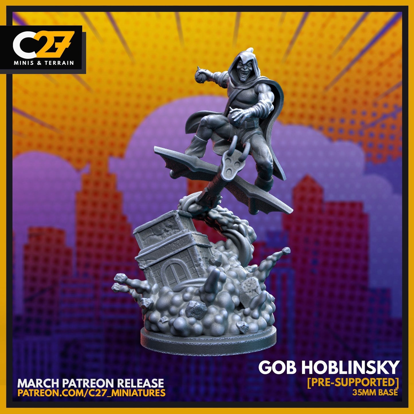 Hobgoblin / Gob Hoblinsky 40mm miniature (sculpted by C27 collectibles) (Crisis Protocol Proxy/Alternative)