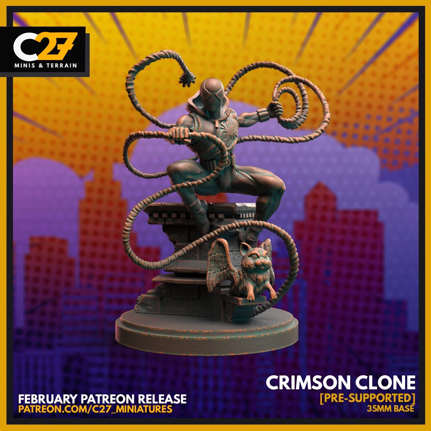 Scarlet Spider / Crimson Clone 40mm miniature (sculpted by C27 collectibles) (Crisis Protocol Proxy/Alternative)