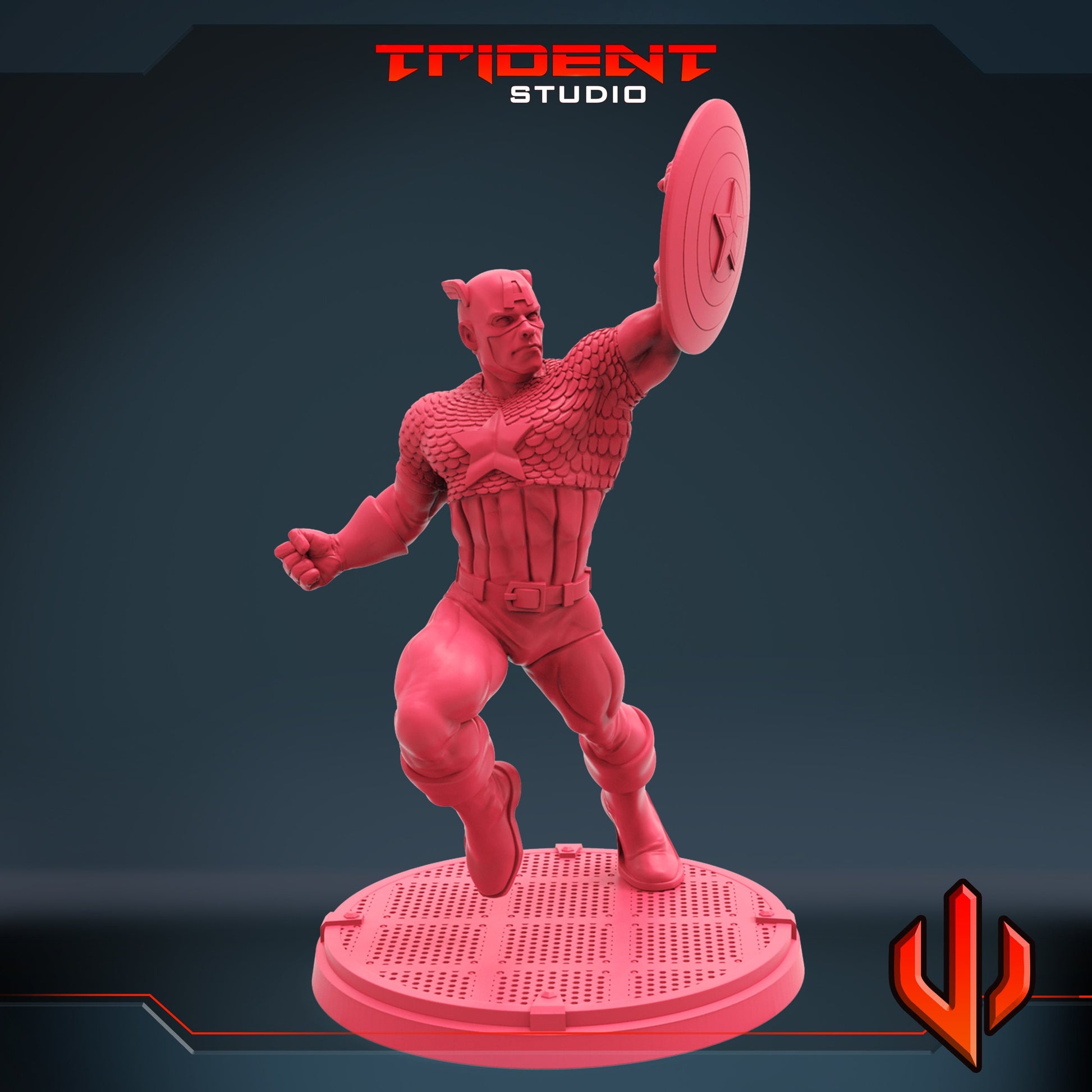 Captain America A (Fan art sculpted by Trident Studio) (Crisis Protocol Proxy/Alternative)