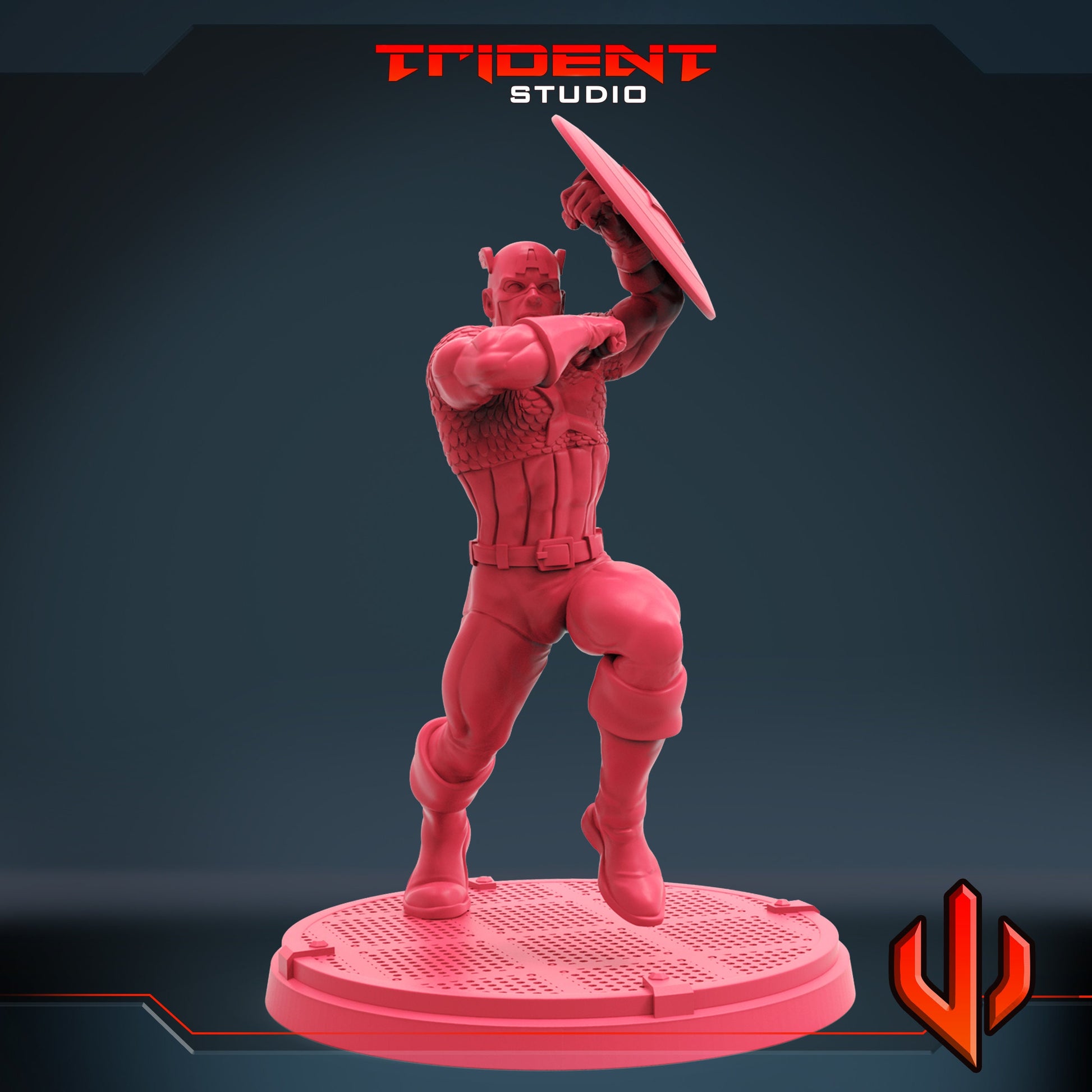 Captain America B (Fan art sculpted by Trident Studio) (Crisis Protocol Proxy/Alternative)