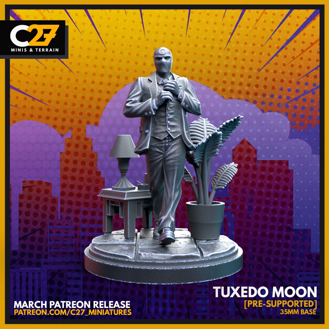 Tuxedo Moon / Moon Knight 40mm miniature (sculpted by C27 collectibles) (Crisis Protocol Proxy/Alternative)