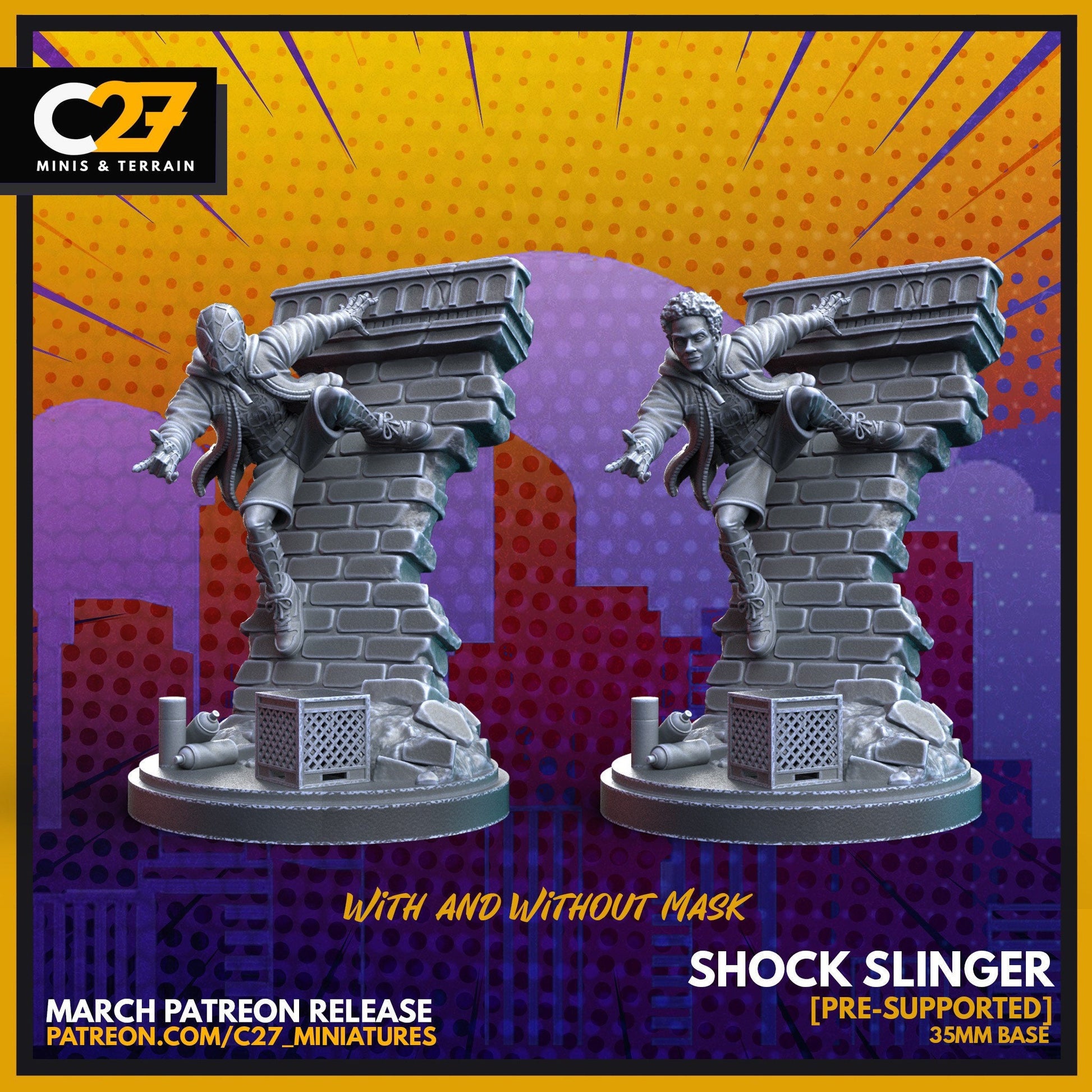 Miles Morales / Shock Slinger 40mm miniature (sculpted by C27 collectibles) (Crisis Protocol Proxy/Alternative)