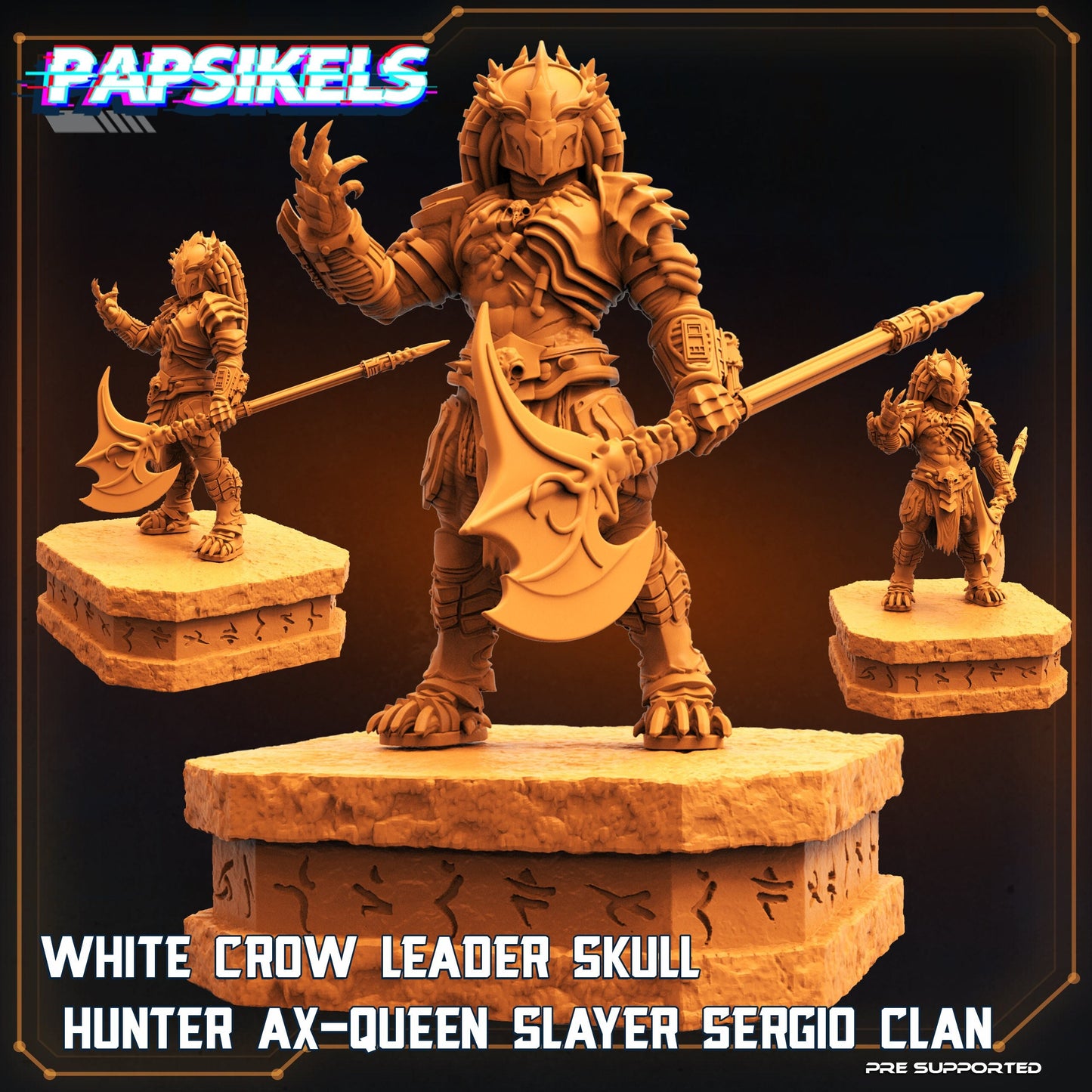 White Crow Leader Skull Hunter - Queen Slayer - Predator Fan Art (sculpted by Papsikels)
