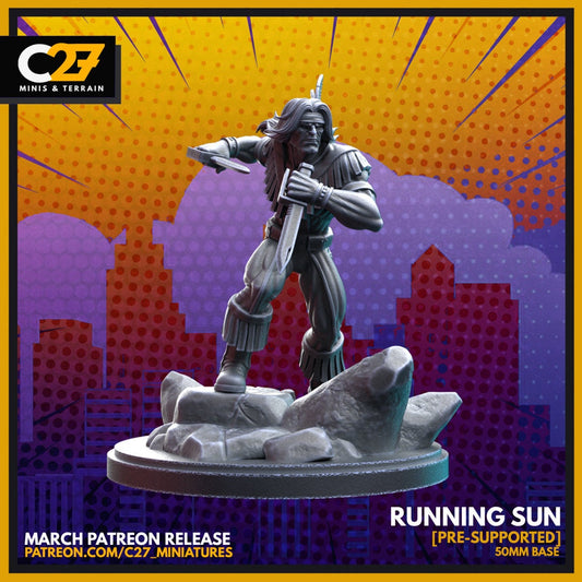Running Sun / Warpath 40mm miniature (sculpted by C27 collectibles) (Crisis Protocol Proxy/Alternative)
