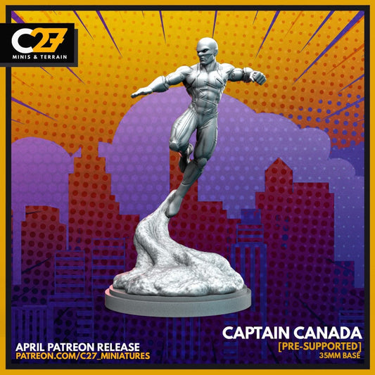 Guardian / Captain Canada 40mm miniature (sculpted by C27 collectibles) (Crsis Protocol Proxy/Alternative)