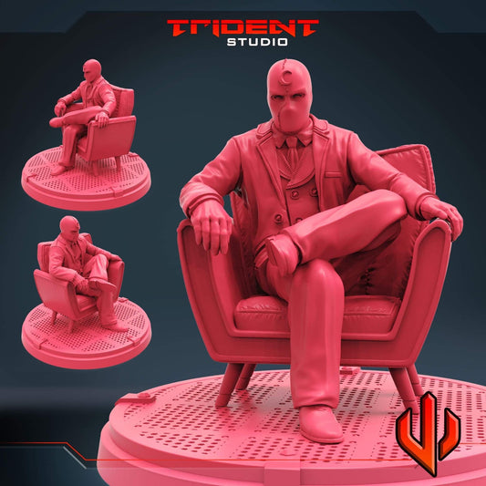 Mister Knight (seated) (Fan art sculpted by Trident Studio) (Crisis Protocol Proxy/Alternative)